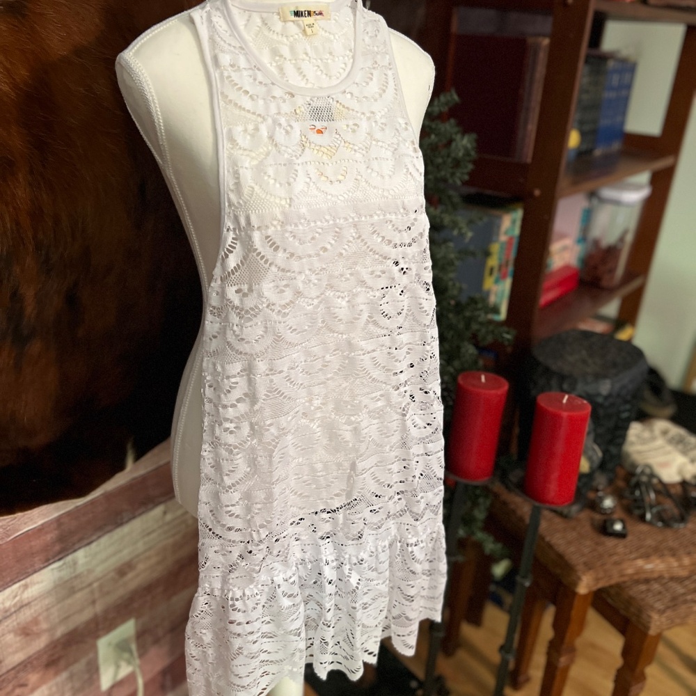 NWT Miken White Crochet Swimsuit Cover Up